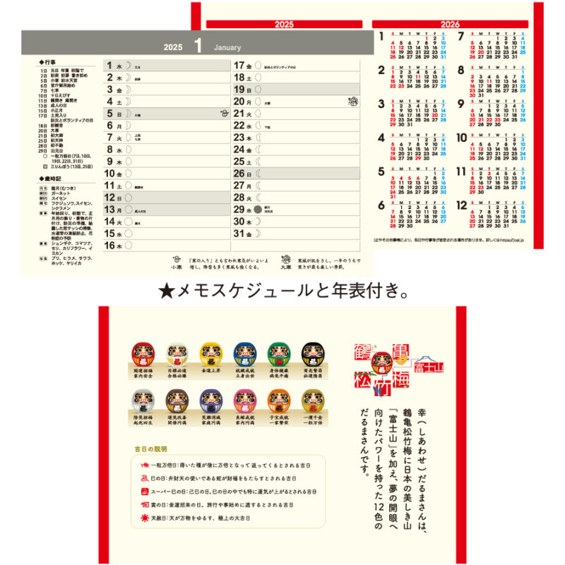 卓上Ｌ・幸だるまさんカレンダー（3）