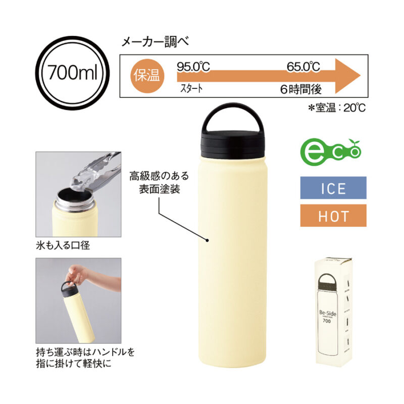 ビーサイド・真空二重ハンドル付きマグボトル700ml (ホワイト)（5）