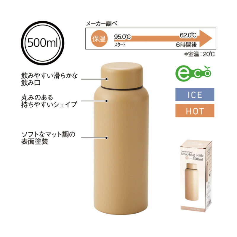 Smoo・真空二重構造ステンレスボトル500ml (ブラウン)（4）