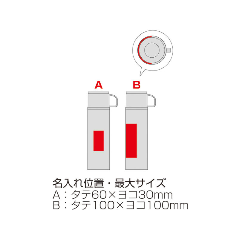 マグカップ付きプッシュ開閉式真空ステンレスボトル ブラック（5）