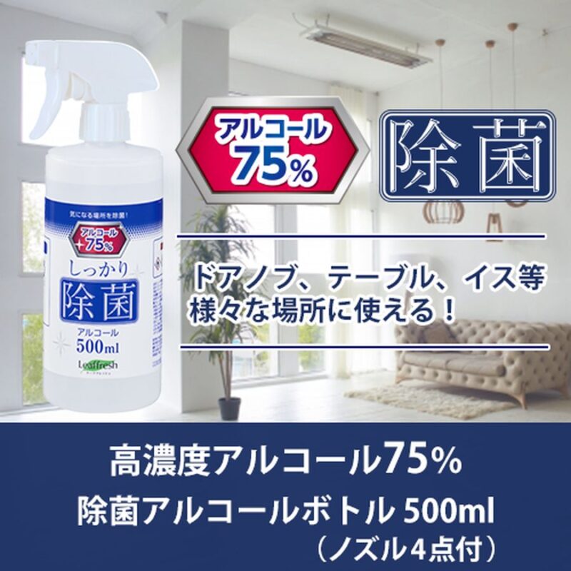 しっかり除菌アルコールスプレー 500ml ホワイトノズル (20本セット) –（4）