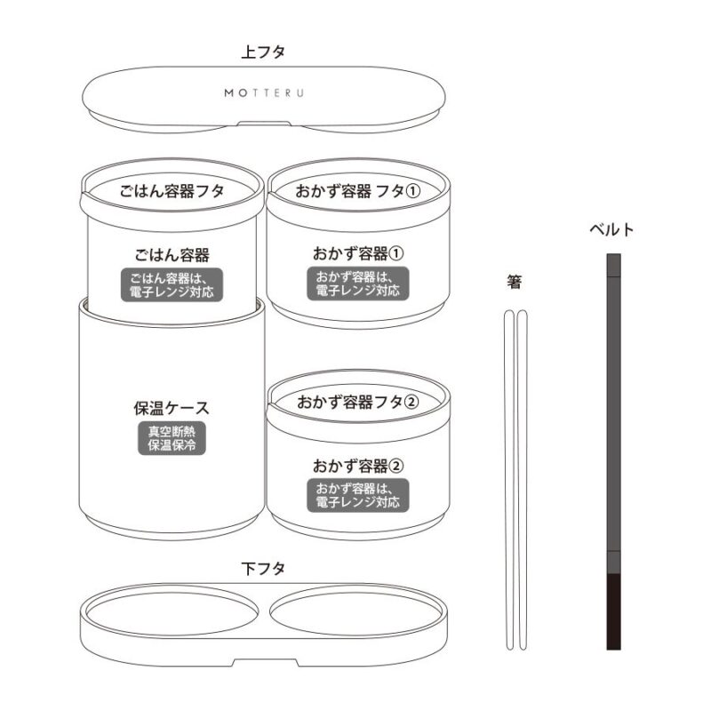 MOTTERUサーモお弁当箱 チャコールブラック（3）