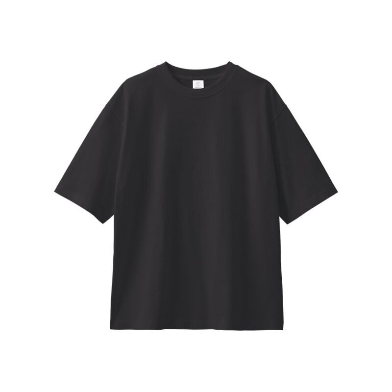 カスタムデザインオーガニックコットンTシャツ7.4オンス オーバーサイズ（L）　チャコールブラック