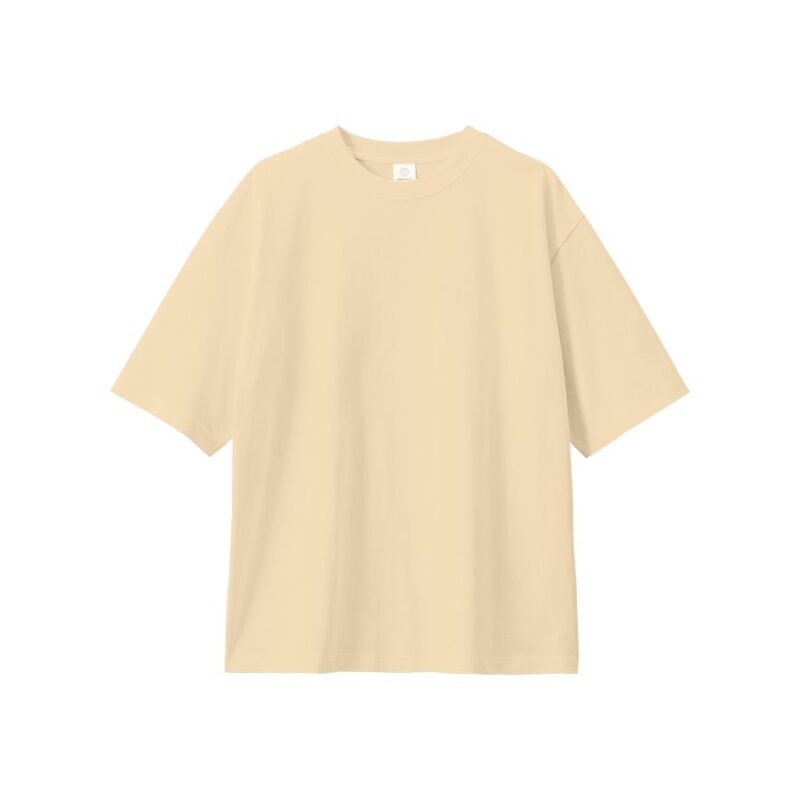 カスタムデザインオーガニックコットンTシャツ7.4オンス オーバーサイズ（XL）　サンドベージュ