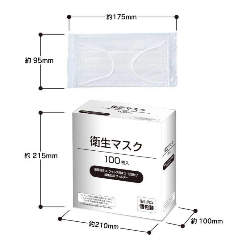 衛生マスク 100枚入リ ホワイト（2）