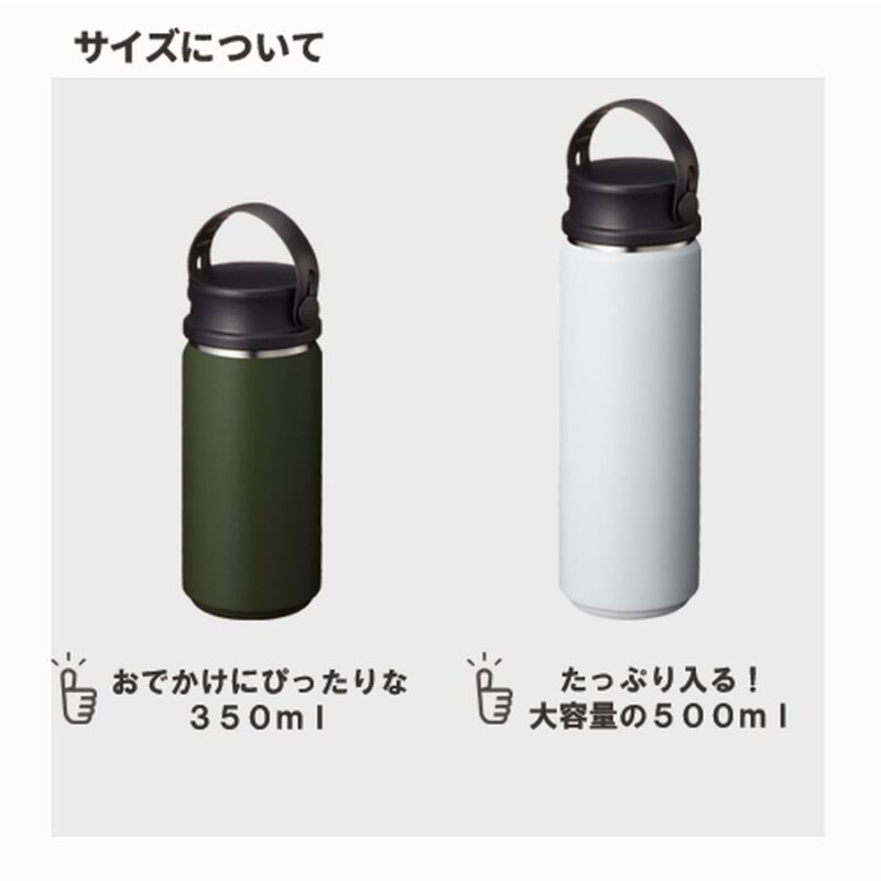 Zalattoサーモハンドルスタイルボトル 350ml カーキ（4）