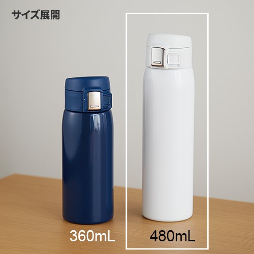 ワンタッチカービングサーモボトル　480ml　ホワイト（4）