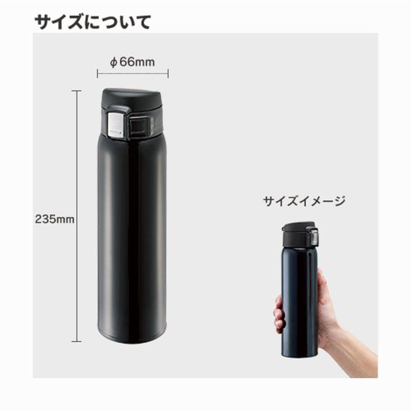 ワンタッチカービングサーモボトル 480ml ブラック（3）