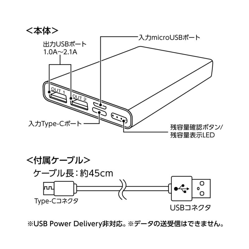 モバイルチャージャー10000mAh　　Type-C対応　オリーブ（5）