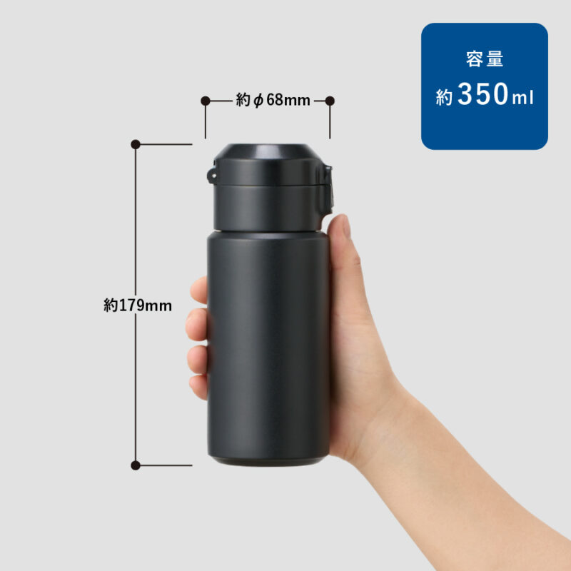 Zalattoワンタッチサーモボトル350ｍｌ　ブラック（3）