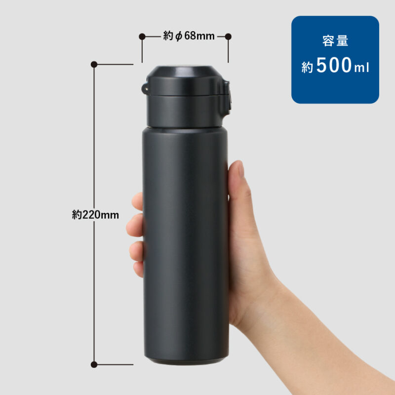 Zalattoワンタッチサーモボトル500ｍｌ　ブラック（3）