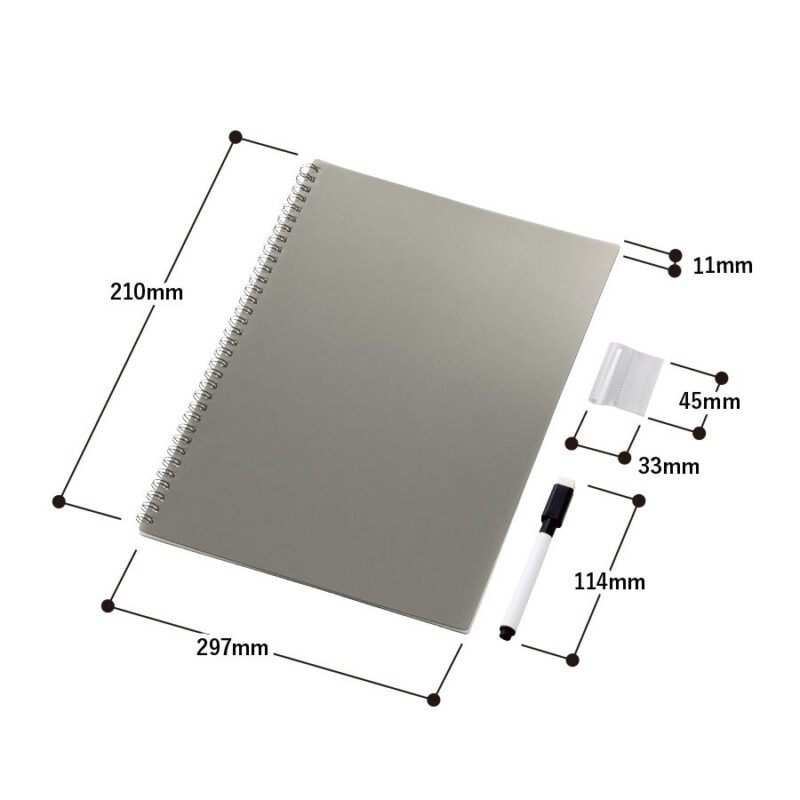ホワイトボード型A4ノート ブラック（5）